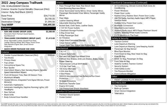 Certified 2022 Jeep Compass Trailhawk w/ Sun and Sound Group AWD/4WD image 39