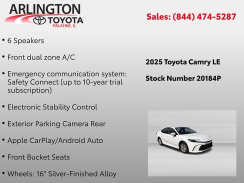Used 2025 Toyota Camry LE FWD image 4