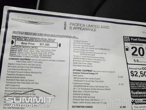 New 2026 Chrysler Pacifica Limited w/ S Appearance Package image 9