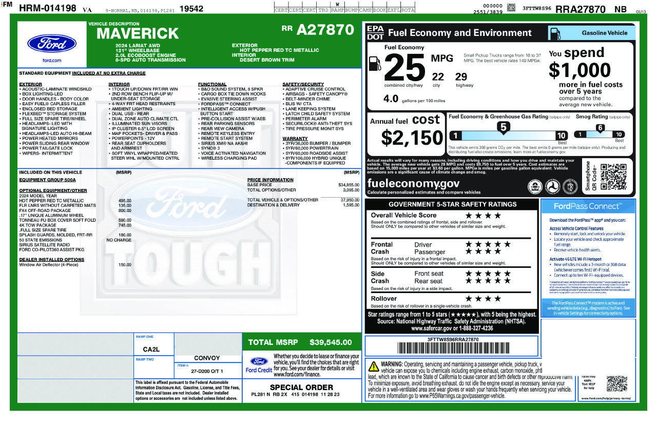 Used 2024 Ford Maverick Lariat w/ FX4 Off-Road Package AWD/4WD image 5