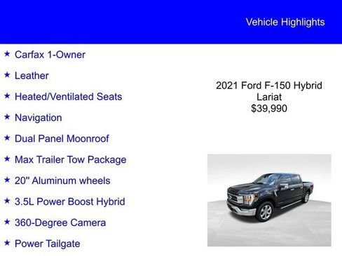 Used 2021 Ford F150 Lariat w/ Max Trailer Tow Package image 2