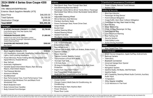 Used 2024 BMW 430i Gran Coupe w/ M Sport Package (Priority 1) RWD image 37