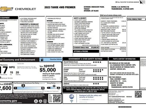Used 2023 Chevrolet Tahoe Premier w/ Max Trailering Package AWD/4WD image 2