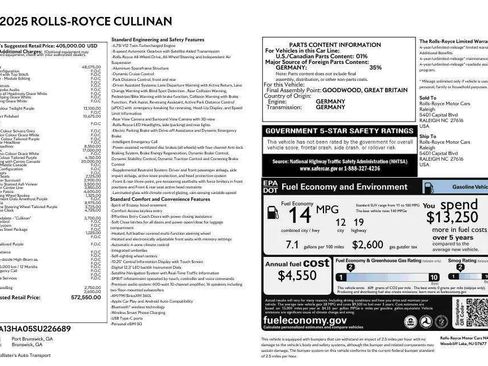Certified 2025 Rolls-Royce Cullinan AWD/4WD image 26