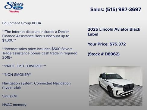 Certified 2025 Lincoln Aviator Black Label AWD/4WD image 8