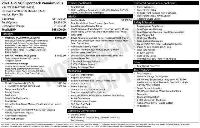 Used 2024 Audi SQ5 Premium Plus w/ Premium Plus Package AWD/4WD image 1