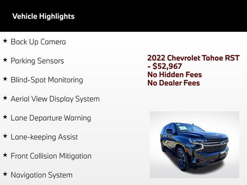 Used 2022 Chevrolet Tahoe RST w/ Luxury Package AWD/4WD image 4