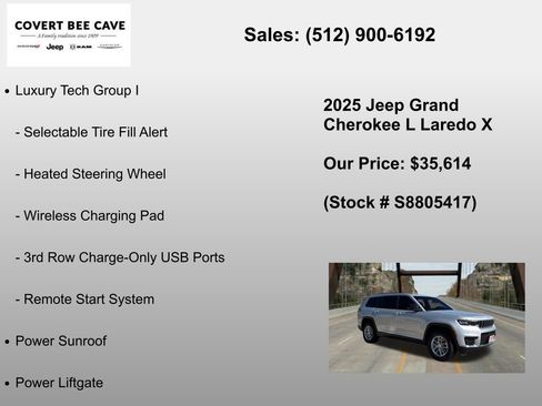New 2025 Jeep Grand Cherokee L Laredo w/ Luxury Tech Group I RWD image 12