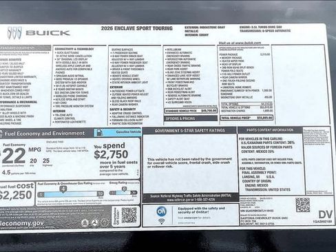 New 2026 Buick Enclave Sport Touring w/ Power Package FWD image 15