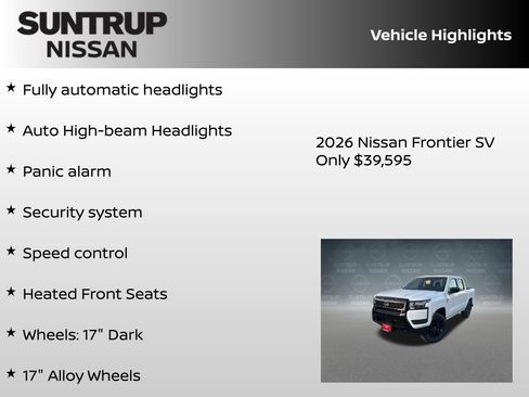 New 2026 Nissan Frontier SV w/ All-Weather Content Package image 30