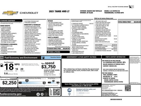 Used 2021 Chevrolet Tahoe LT w/ LT Signature Package image 45