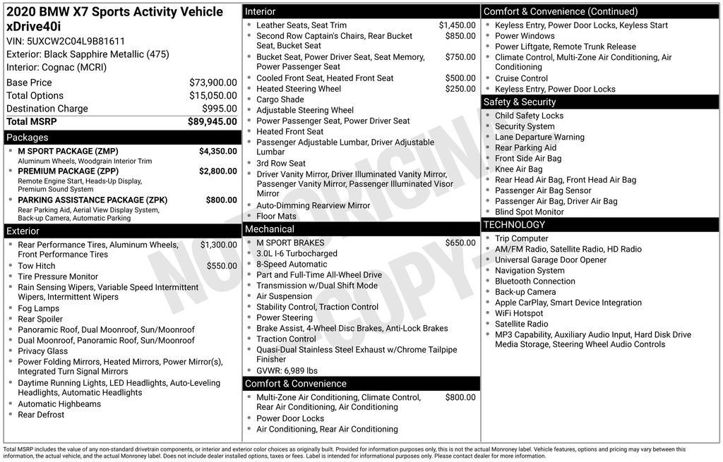 Used 2020 BMW X7 xDrive40i w/ M Sport Package AWD/4WD image 40