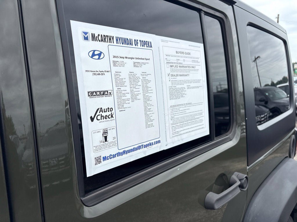 Used 2015 Jeep Wrangler Unlimited Sport w/ Quick Order Package 24S AWD/4WD image 12