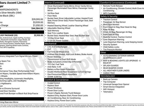 Used 2021 Subaru Ascent Limited w/ Technology Package image 34