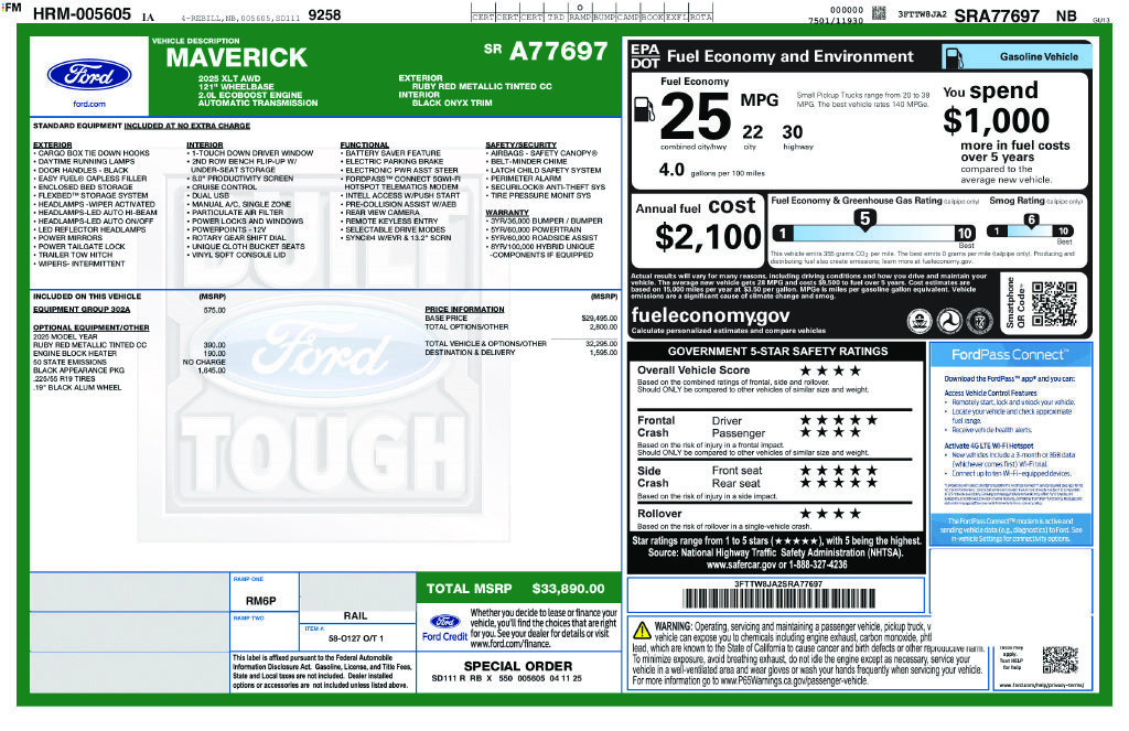 Used 2025 Ford Maverick XLT w/ Black Appearance Package AWD/4WD image 31