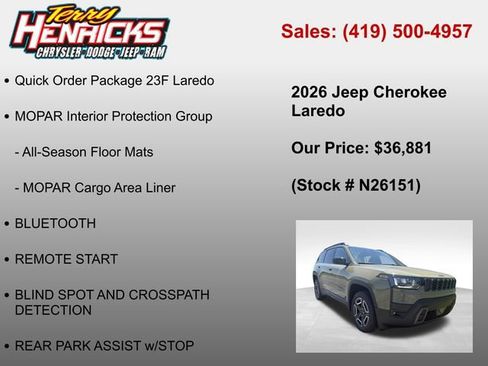 New 2026 Jeep Cherokee Laredo AWD/4WD image 6