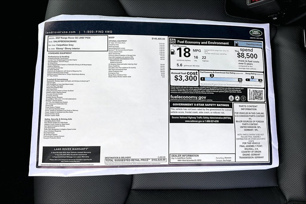 New 2027 Land Rover Range Rover Long Wheelbase SE AWD/4WD image 15
