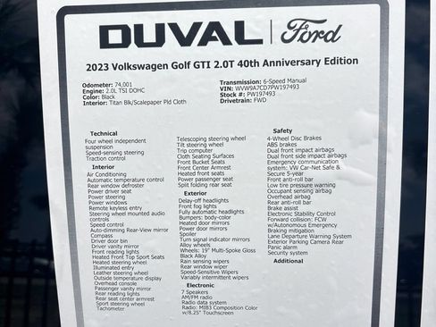 Used 2023 Volkswagen GTI 40th Anniversary Edition FWD image 12