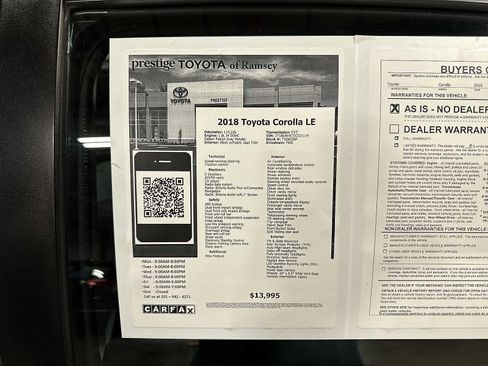 Used 2018 Toyota Corolla LE FWD image 13