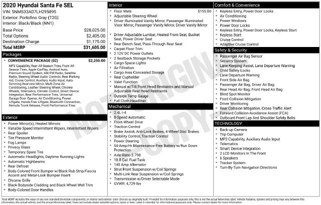 Used 2020 Hyundai Santa Fe SEL w/ Convenience Package FWD image 12