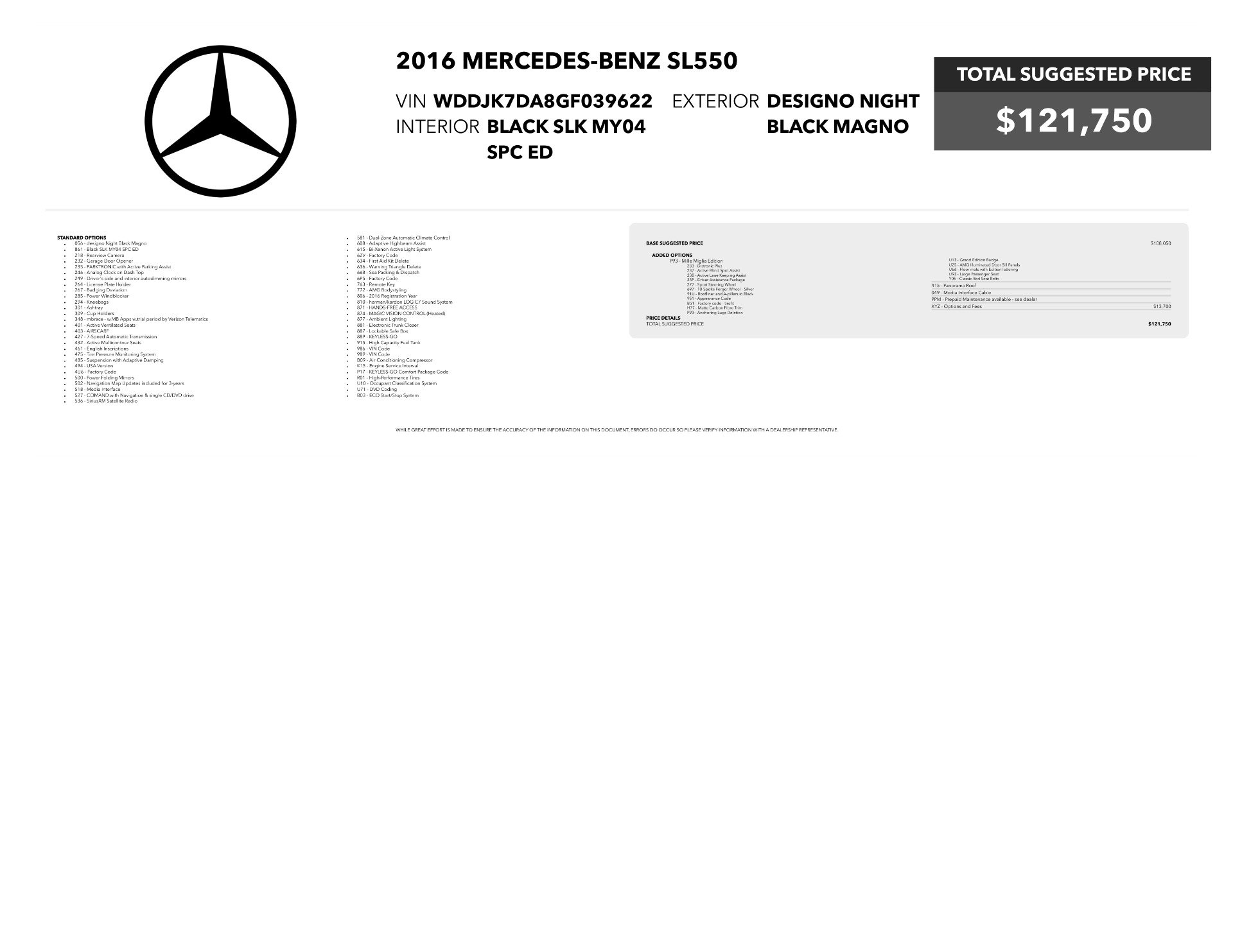 Used 2016 Mercedes-Benz SL 550 w/ Mille Miglia Edition image 3