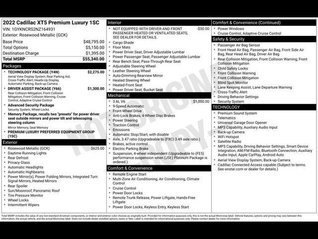 Used 2022 Cadillac XT5 Premium Luxury w/ Technology Package FWD image 8