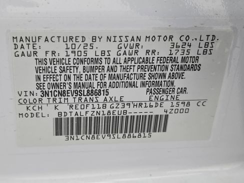 New 2025 Nissan Versa SV w/ Trunk Package image 33