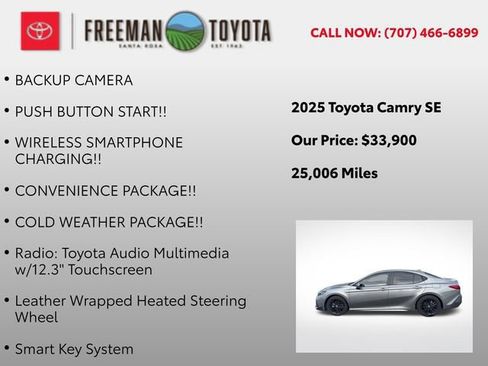 Used 2025 Toyota Camry SE w/ Multimedia Upgrade Package FWD image 10