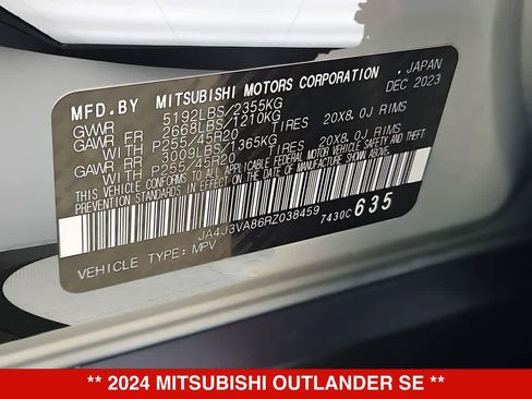 Used 2024 Mitsubishi Outlander SE FWD image 36