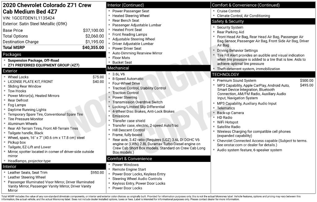 Used 2020 Chevrolet Colorado Z71 AWD/4WD image 37
