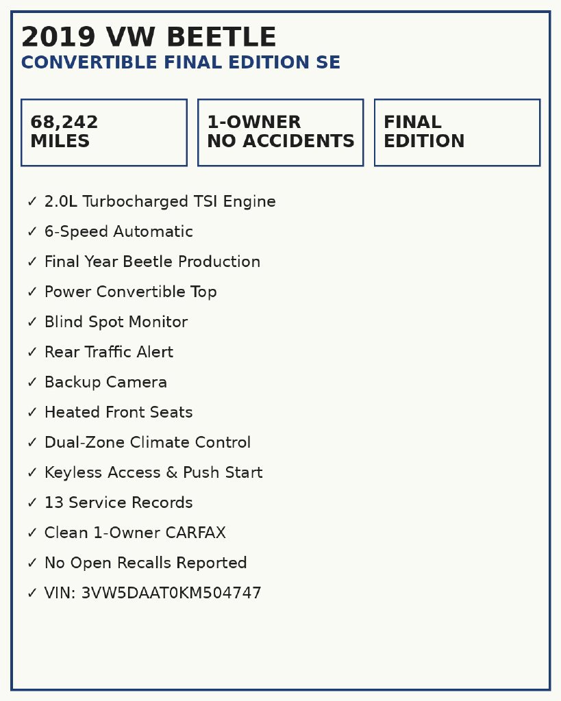 Used 2019 Volkswagen Beetle 2.0T SE FWD image 32