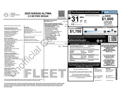 Certified 2025 Nissan Altima 2.5 SR w/ SR Premium Package FWD image 33