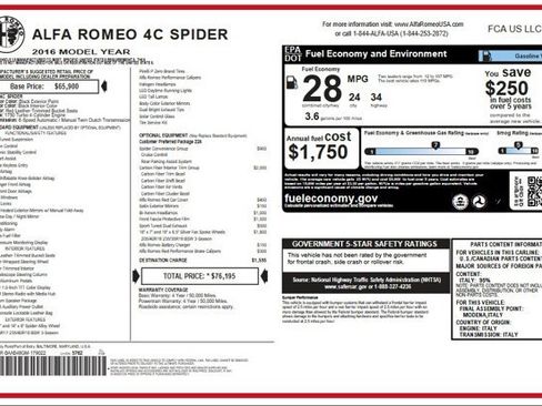 Used 2016 Alfa Romeo 4C Spider RWD image 12