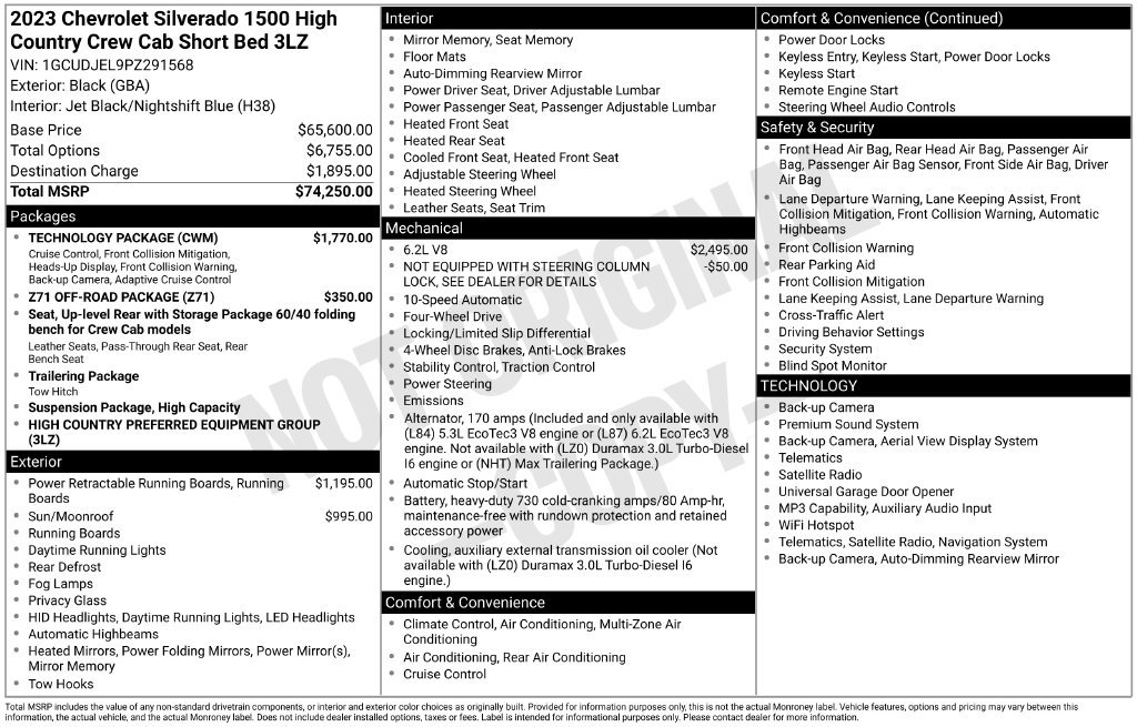 Used 2023 Chevrolet Silverado 1500 High Country w/ Technology Package AWD/4WD image 20