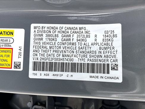 Certified 2025 Honda Civic Sport image 18