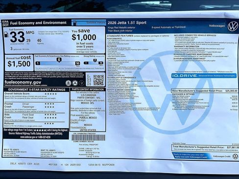 New 2026 Volkswagen Jetta Sport FWD image 19