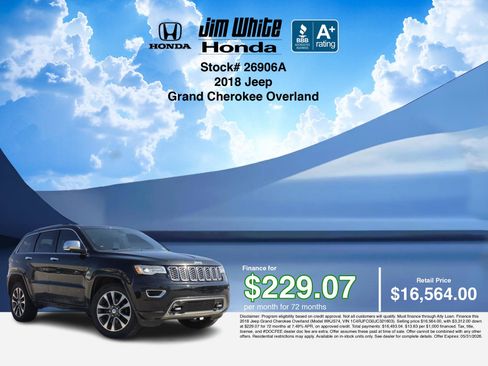 Used 2018 Jeep Grand Cherokee Overland AWD/4WD image 3