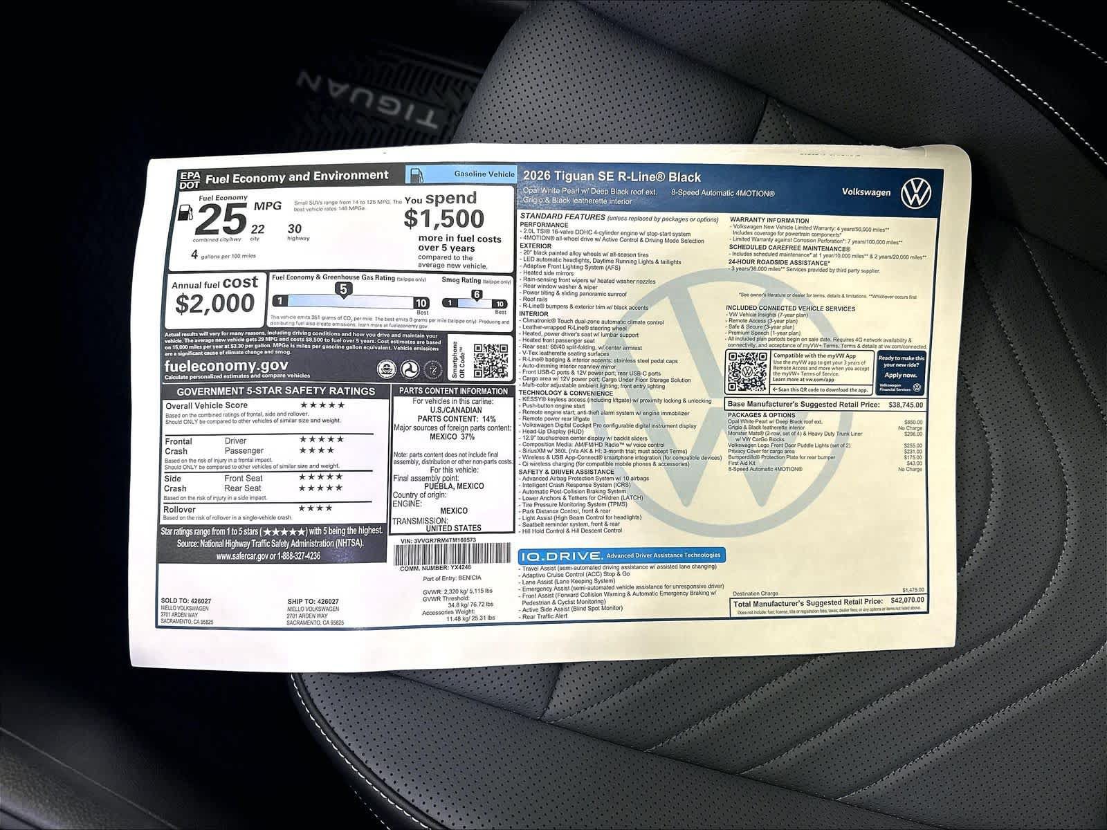New 2026 Volkswagen Tiguan SE R-Line AWD/4WD image 14