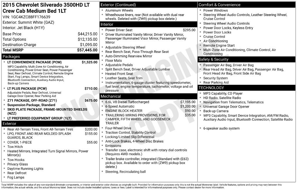 Used 2015 Chevrolet Silverado 3500 LT w/ LT Convenience Package AWD/4WD image 1