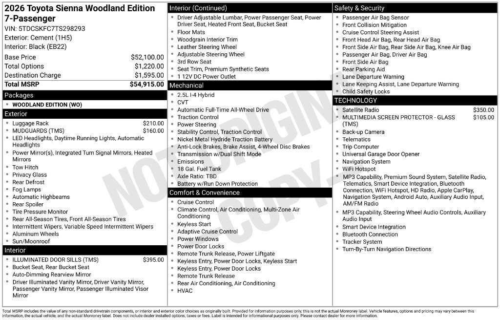 New 2026 Toyota Sienna XLE Woodland Edition AWD/4WD image 7