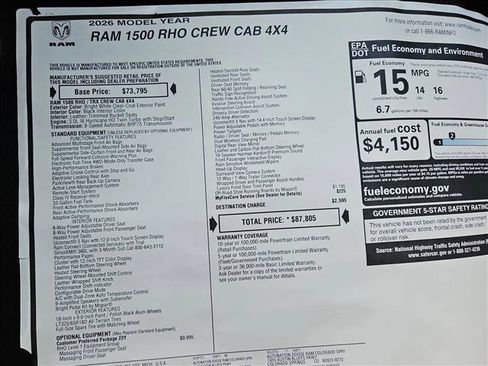 New 2026 RAM 1500 RHO w/ RHO Level 1 Equipment Group AWD/4WD image 18