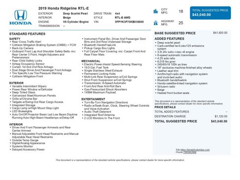 Used 2019 Honda Ridgeline RTL-E image 44
