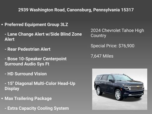 Certified 2024 Chevrolet Tahoe High Country w/ Advanced Technology Package image 27