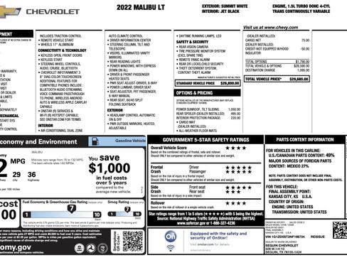 Used 2022 Chevrolet Malibu LT FWD image 1