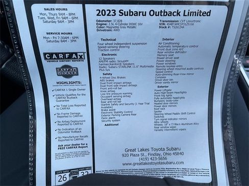 Used 2023 Subaru Outback Limited image 29