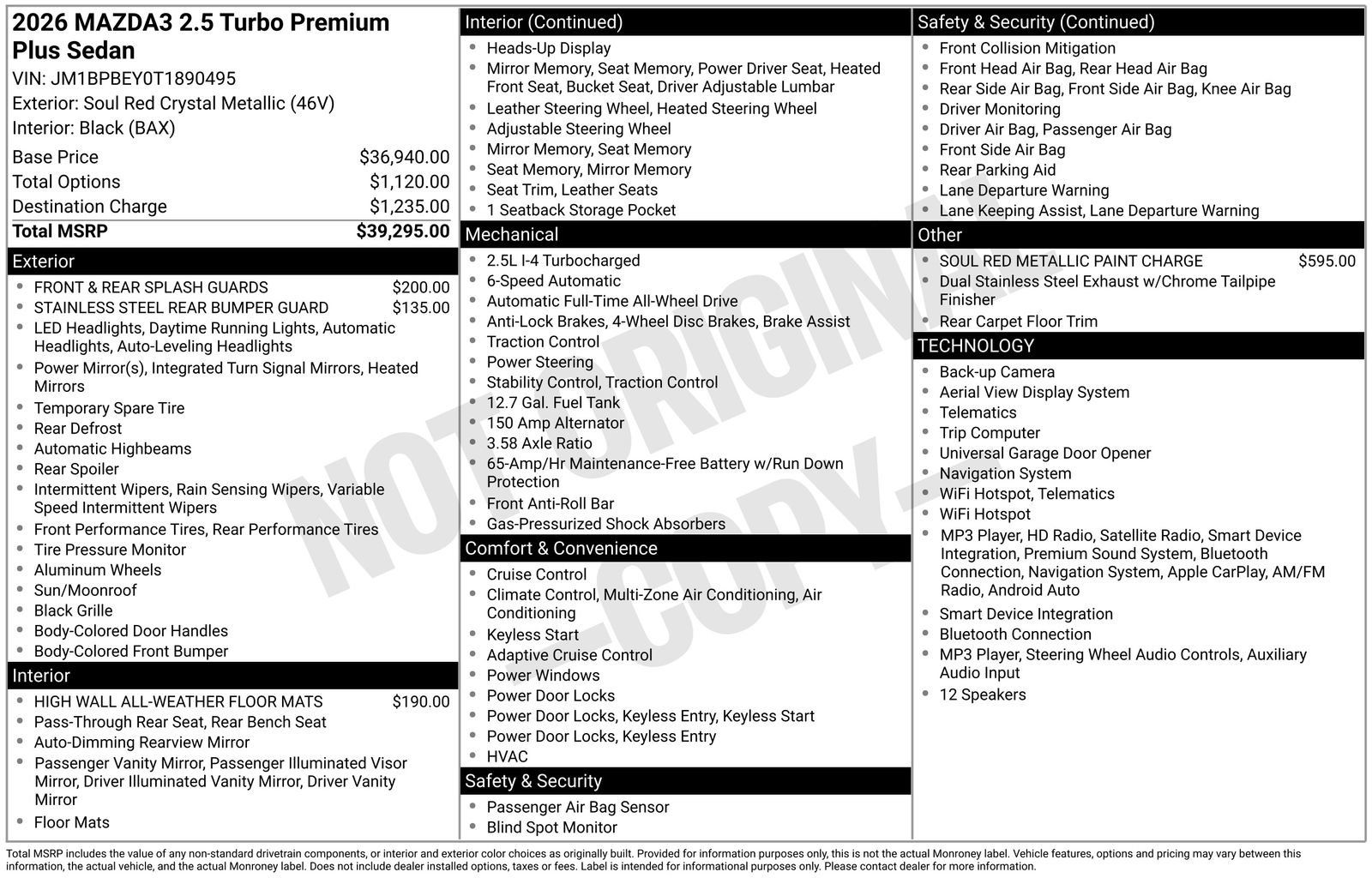 New 2026 MAZDA MAZDA3 2.5 Turbo Sedan w/Premium Plus AWD/4WD image 22