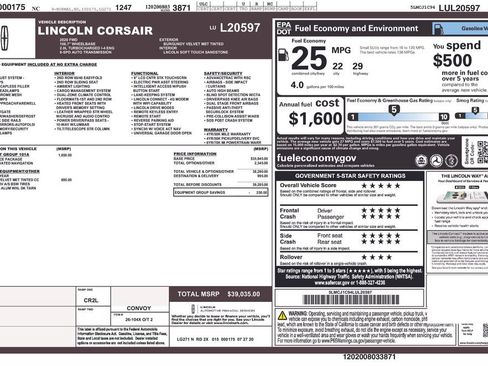 Used 2020 Lincoln Corsair FWD w/ Equipment Group 101A image 6