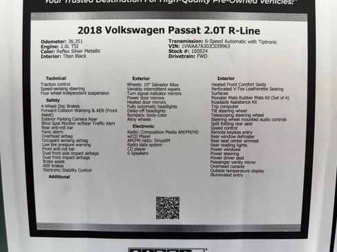 Used 2018 Volkswagen Passat 2.0T R-Line FWD image 49