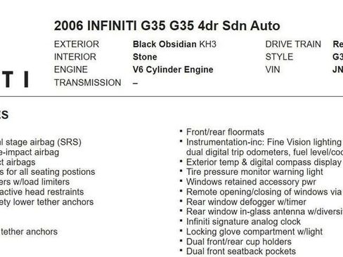 Used 2006 INFINITI G35 Sedan w/ (P02) Premium Pkg B image 18