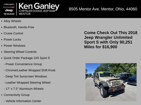 Used 2018 Jeep Wrangler Unlimited Sport S AWD/4WD image 5